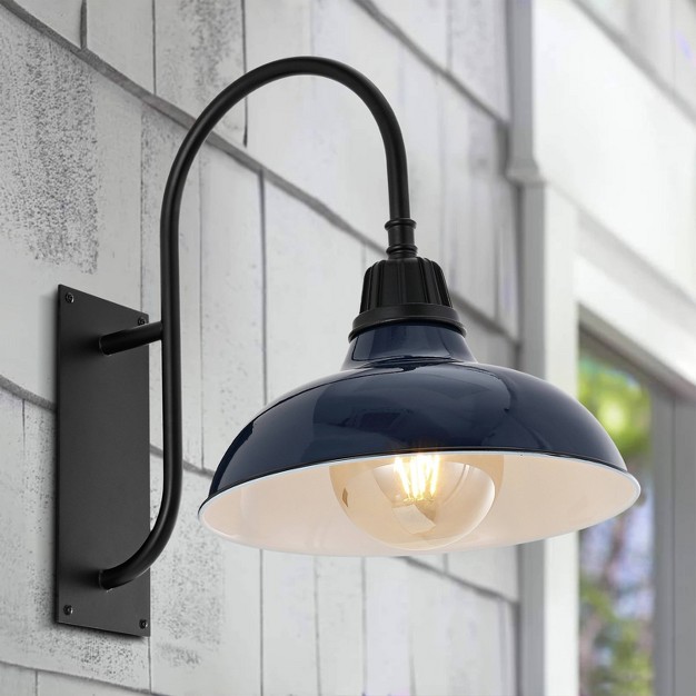 1 light Stanley Farmhouse Industrial Led Gooseneck Arm Outdoor Sconce Jonathan Y