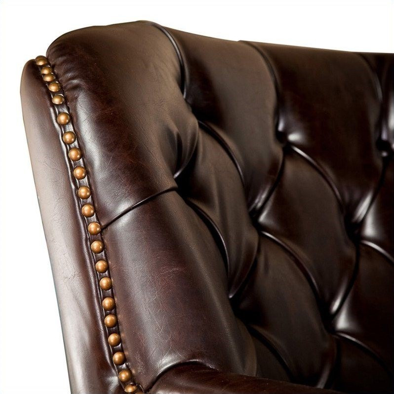 Noble House Kennedy Tufted Faux Leather Club Chair in Brown   Transitional   Armchairs And Accent Chairs   by Homesquare  Houzz