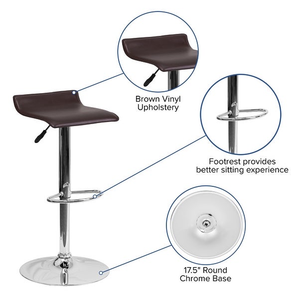 Contemporary Solid Wave Seat Vinyl Adjustable Bar Stool - 15