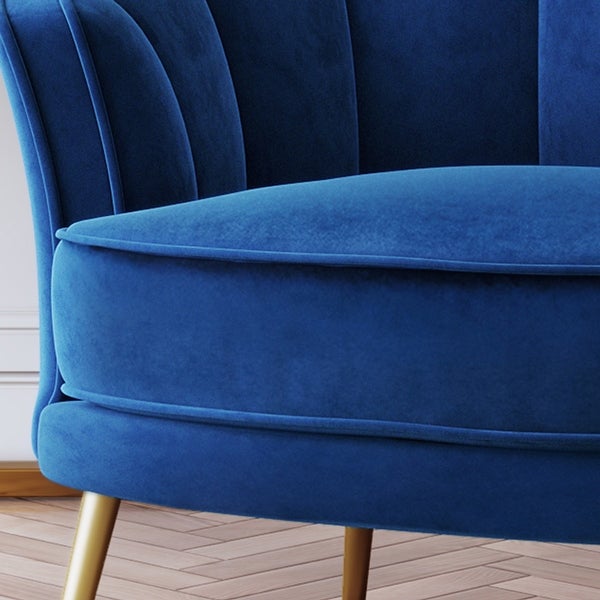 Modern Velvet Accent Barrel Chair With Metal Legs