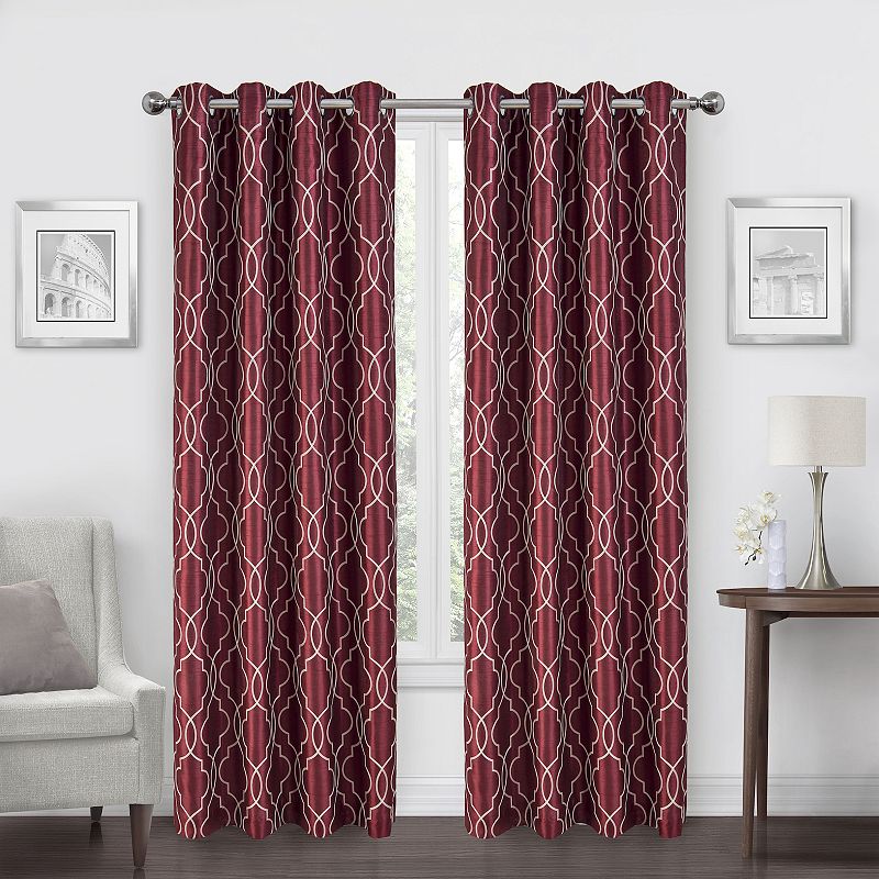 Regal Home 2 Embroidered Faux Silk Window Curtain Panels