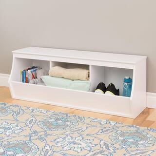 Prepac 18 in. H x 46 in. W x 15.75 in. D White Wood 3-Cube Organizer WUSM-0003-1