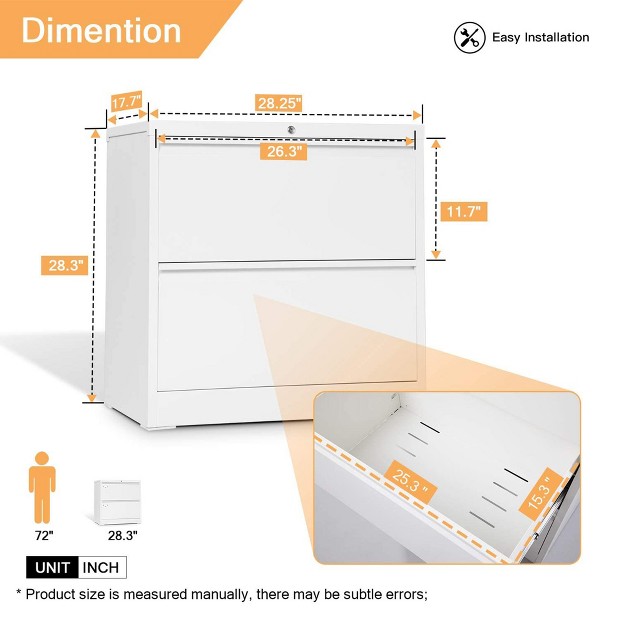 Aobabo Locking Metal Office Storage Organization Filing Cabinet With Adjustable File Hanging Bar And 2 Keys