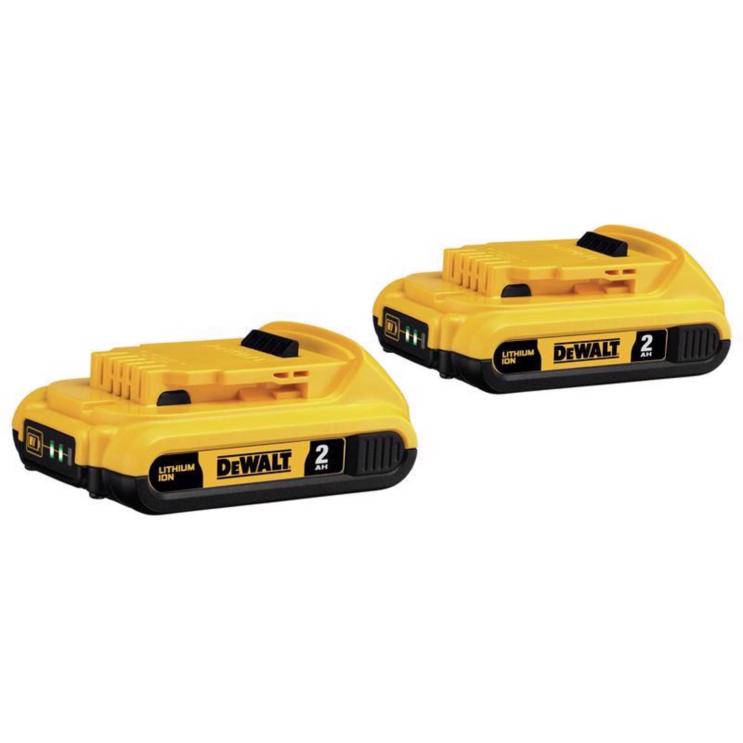 DW 20V MAX DCB203-2 20 V 2 Ah Lithium-Ion Compact Battery Combo Pack 2 pc