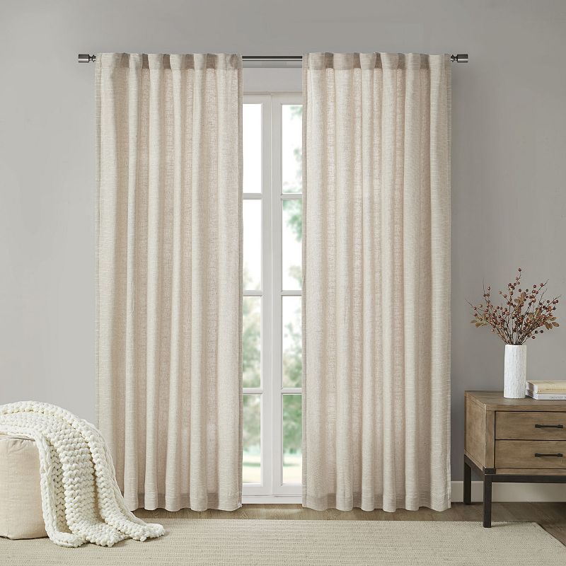 Madison Park 1-panel Barnet Thermal Insulated Faux Linen Light Filtering Rod Pocket and Back Tab Window Curtain