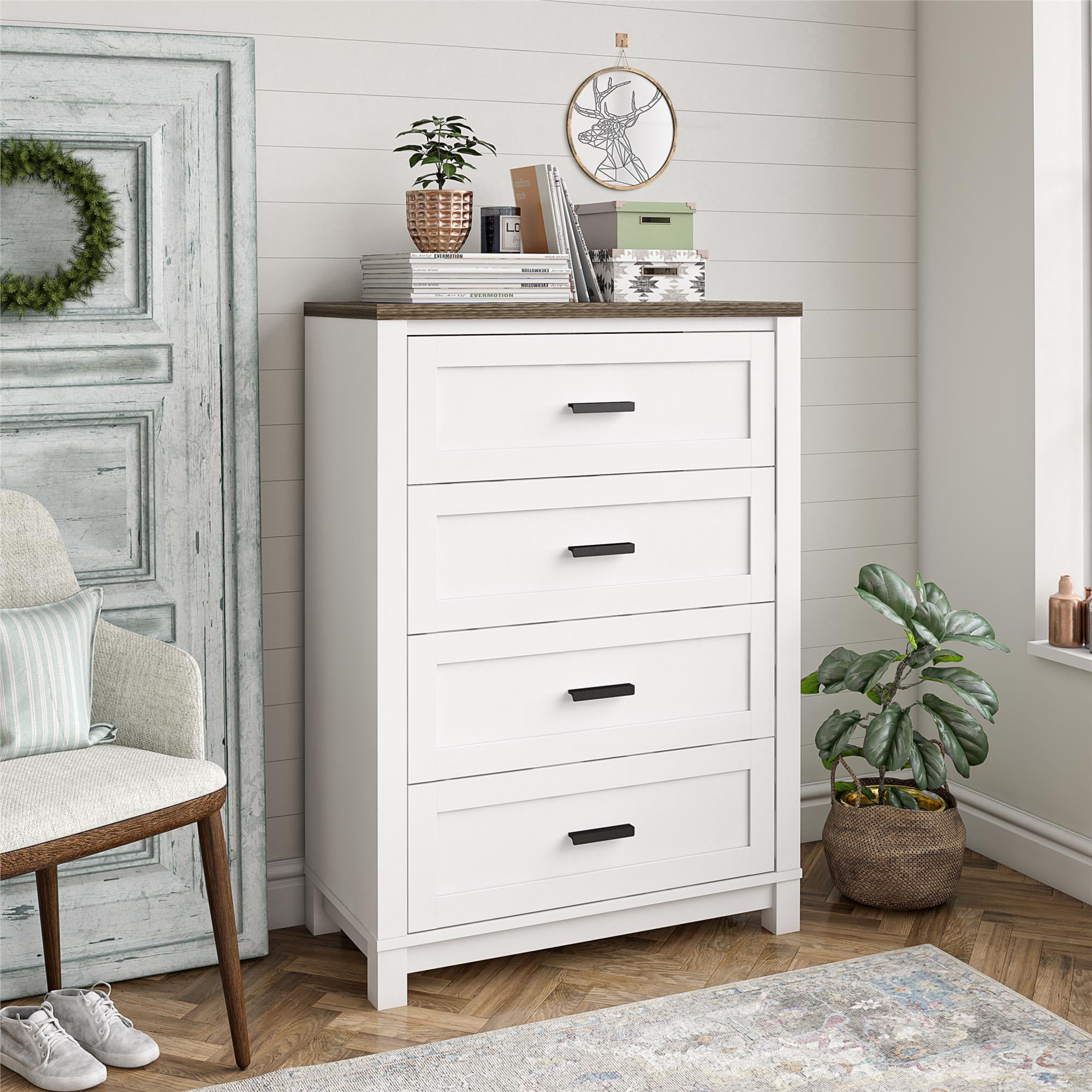 Ameriwood Home Bay Hills 4 Drawer Dresser, White