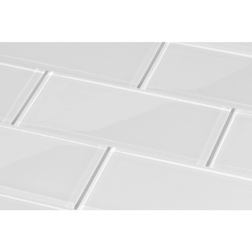 Giorbello Bright White 3 in. x 6 in. x 8 mm Glass Subway Tile (5 sq. ft.case) G5910