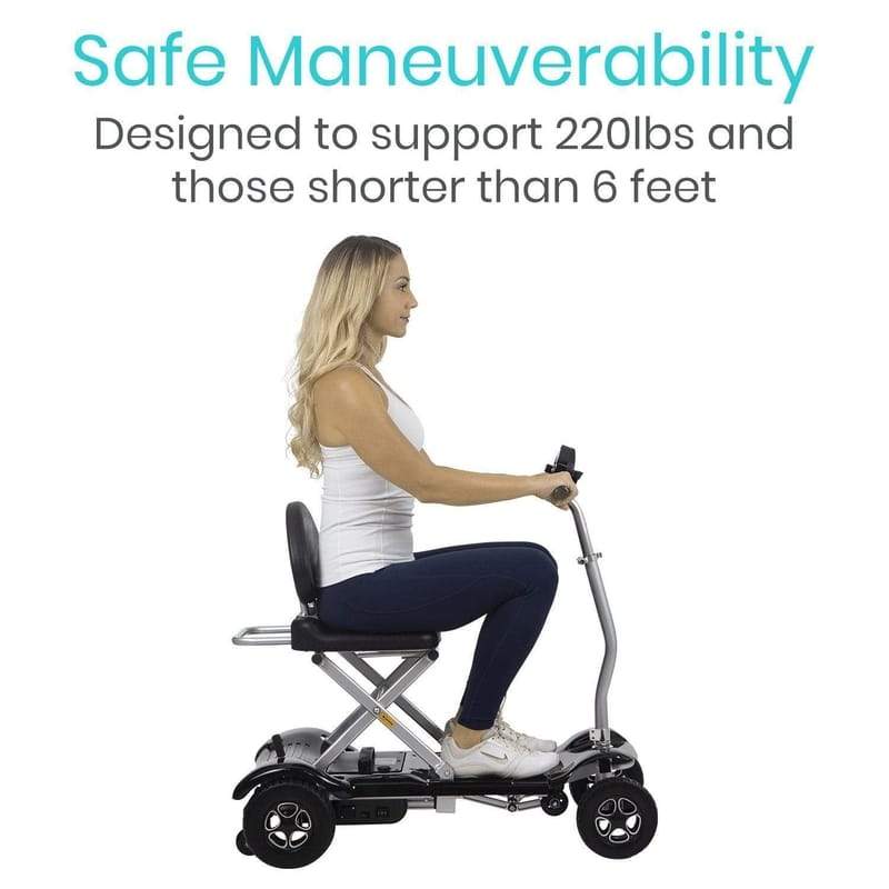 Vive Health 4 Wheel Hands Free Automatic Folding Mobility Scooter - Regenerative Braking, w/ Anti Flat Tires for Seniors