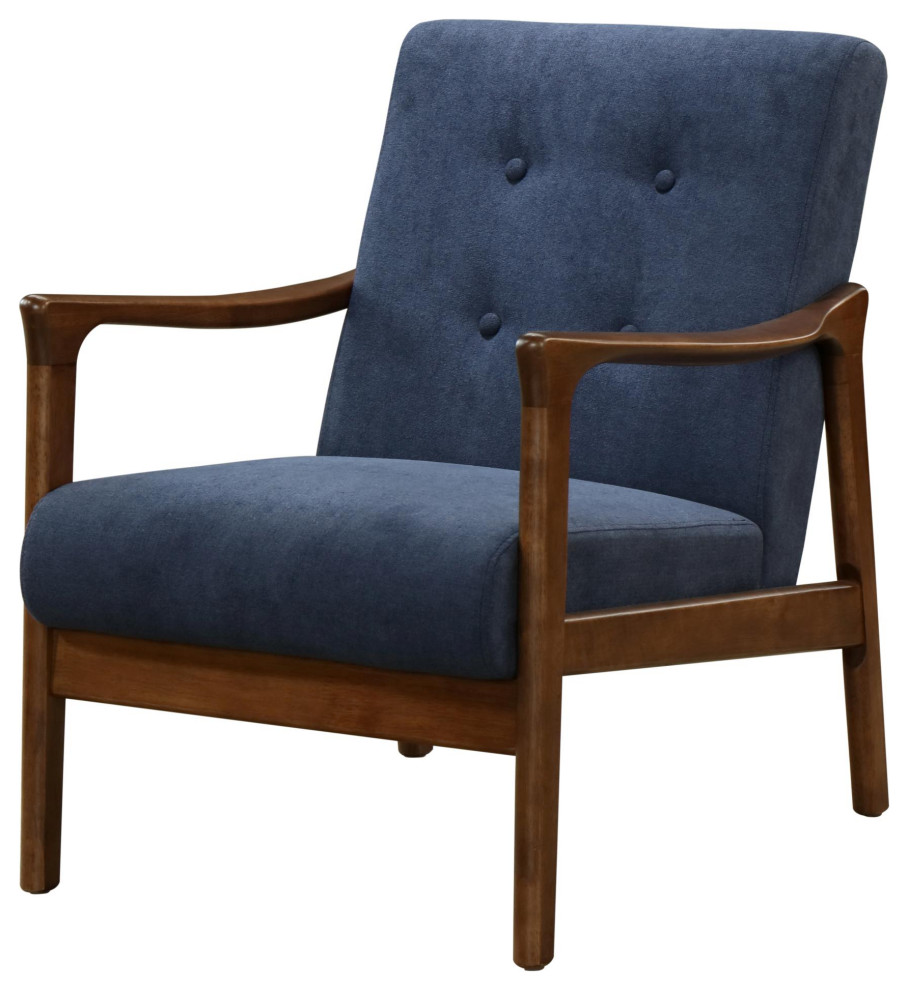 Brysen Arm Chair Dark Walnut Frame  Studio Dark Blue   Midcentury   Armchairs And Accent Chairs   by Virgil Stanis Design  Houzz