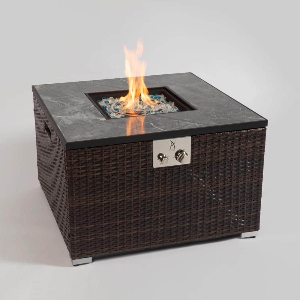 Afoxsos 32 in. 40000 BTU Square Fire Table with Ceramic Tile Tabletop Outdoor Fire Pit Table HDMX1070