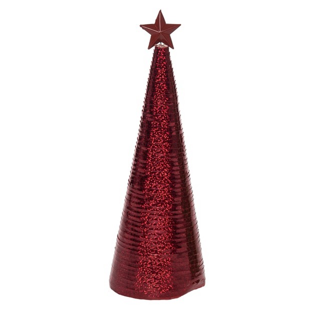 Transpac Foam 10 8 In Red Christmas Ribbon Wrapped Tree Decor