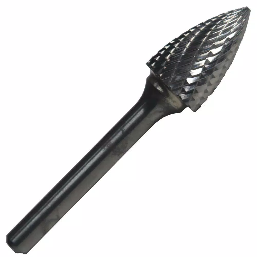 Drill America 3/4 in. x 1 in. Tree Pointed End Solid Carbide Burr Rotary File Bit with 1/4 in. Shank and#8211; XDC Depot