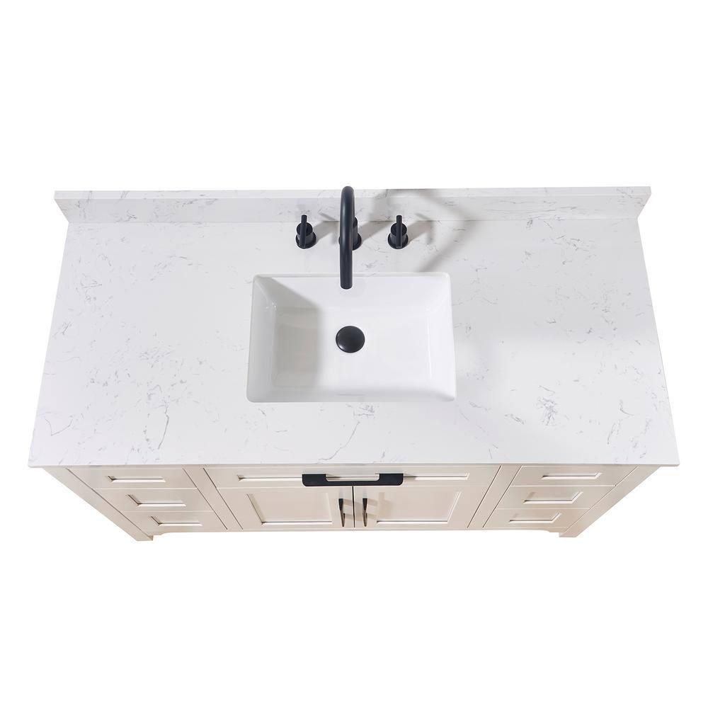 Altair Trento 49 in W x 22 in D Engineered Stone Composite Vanity Top in Aosta White with White Rectangular Single Sink