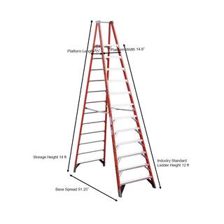 Werner 18 ft. Reach Fiberglass Platform Step Ladder with 300 lb. Load Capacity Type IA Duty Rating P7412