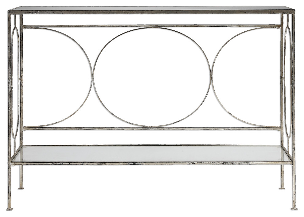 Uttermost 24541 Luano Silver Console Table   Industrial   Console Tables   by Lighting World Decorators  Houzz