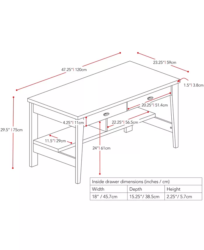 CorLiving Folio 2 Drawer Desk