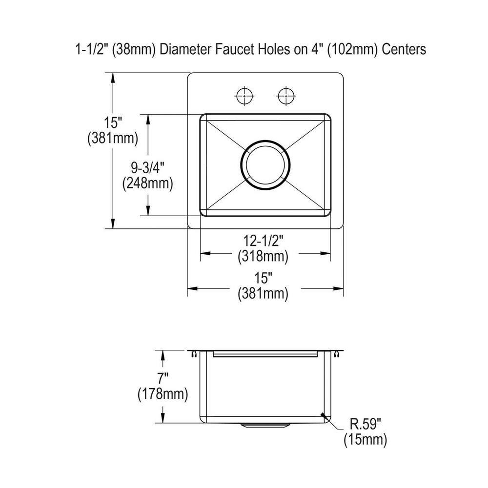 Elkay Crosstown 15 in. Drop inUndermount Single Bowl Stainless Steel 20 Gauge Bar Sink HDSB151572F