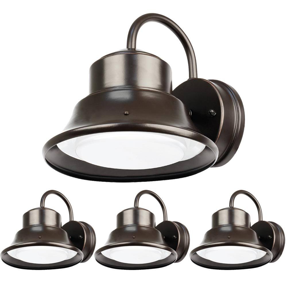 Feit Electric 8 in. 60W Equivalent Integrated LED Dusk to Dawn Bronze Security Area Wall Pack Outdoor Light Daylight 5000K (4-Pack) S8BWM850DDBZ4