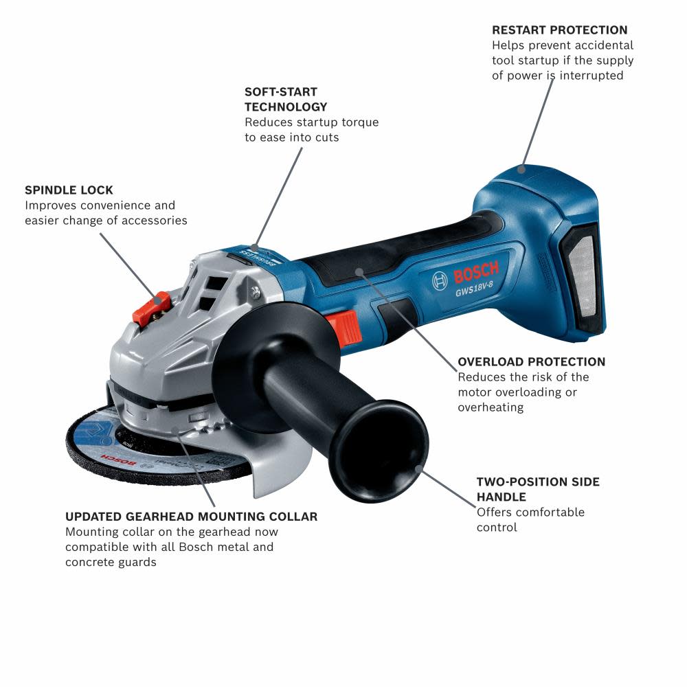 Bosch 18V Brushless 4 1/2 Angle Grinder with Slide Switch Bare Tool