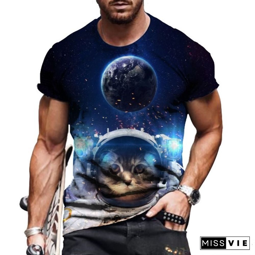 Crew Neck Personalized Short Sleeve T-shirt 3d Digital Print