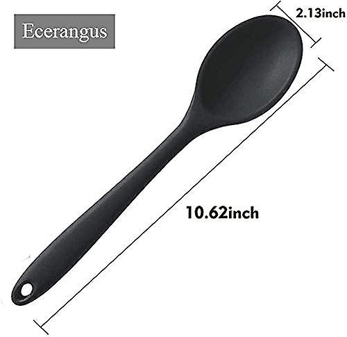 2 Pcs Silicone Nonstick Mixing Spoon， Silicone Spoons For Cooking Heat Resistant， Cooking Utensil For Kitchen Cooking Baking Stirring Serving (black)