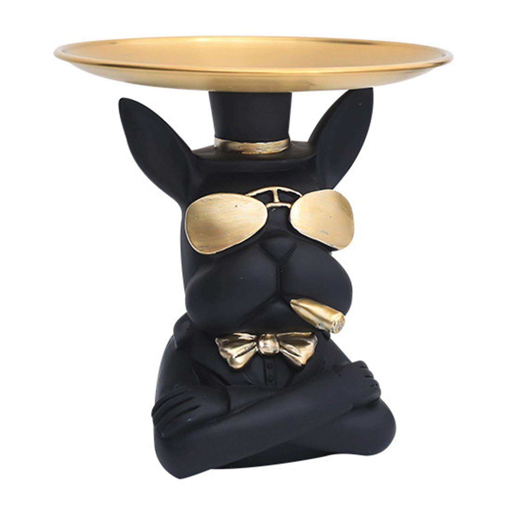 Nordic French Bulldog Sculpture Dog Statue Jewelry Storage Table Decoration Gift Plate Tray Home Ar