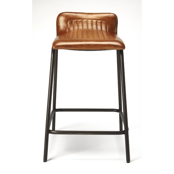 Handmade Ludlow Leather and Metal Counter Stool (India)