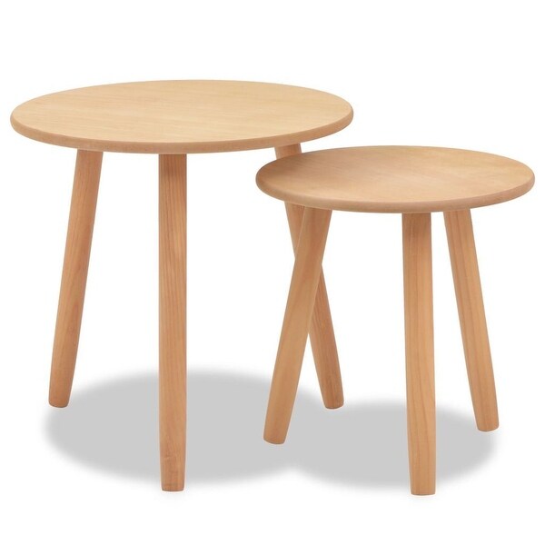 Side Table Nesting Coffee Table Set Set 2 Pieces Solid Pinewood