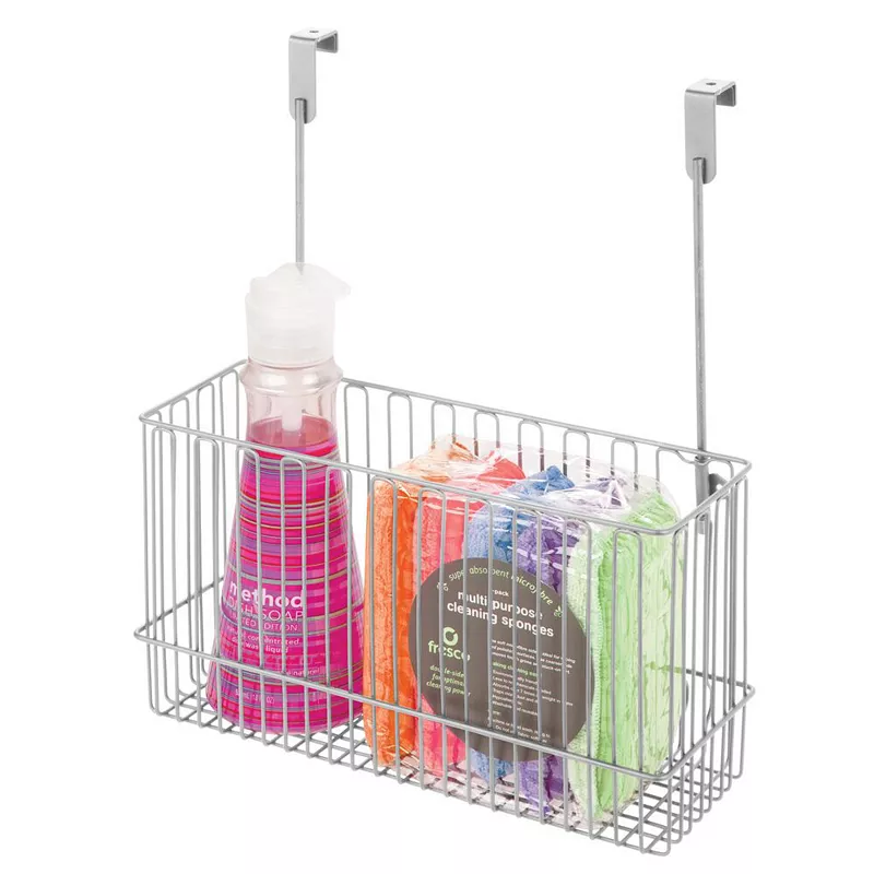 mDesign Metal Hanging Over Cabinet Kitchen Storage Organizer Basket