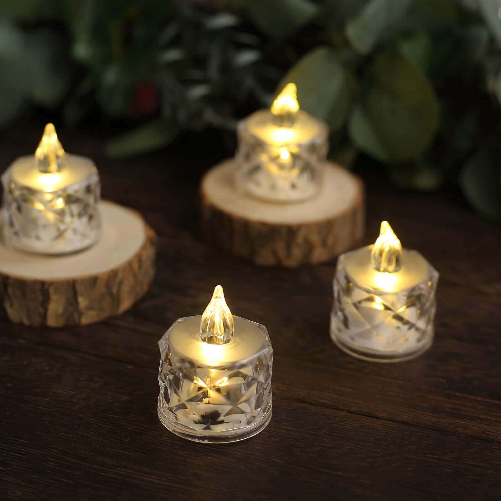 12 Pack Warm White Diamond Battery-Operated LED Tealight Candles, Decorative Flameless Tea Lights 2