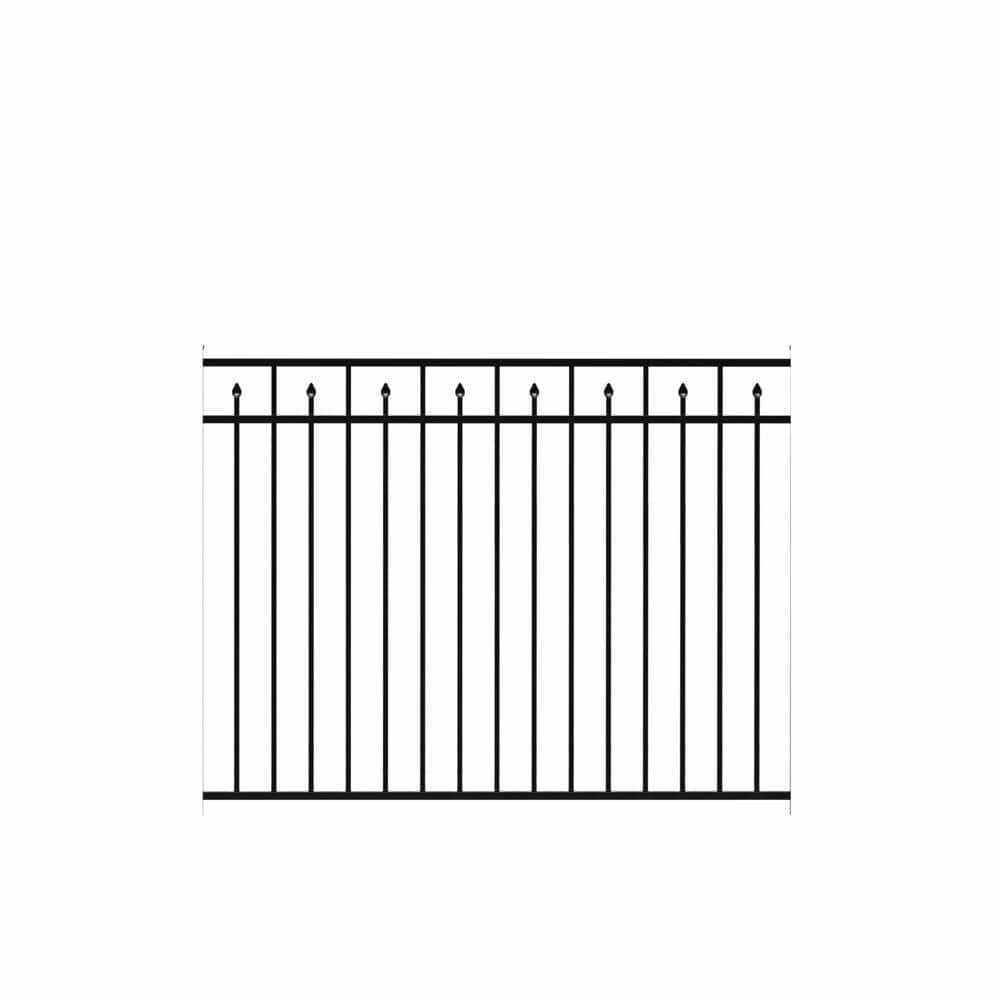 Barrette Outdoor Living Brilliance Standard-Duty 4-1/2 ft. H x 6 ft. W Black Aluminum Pre-Assembled Fence Panel 73002354