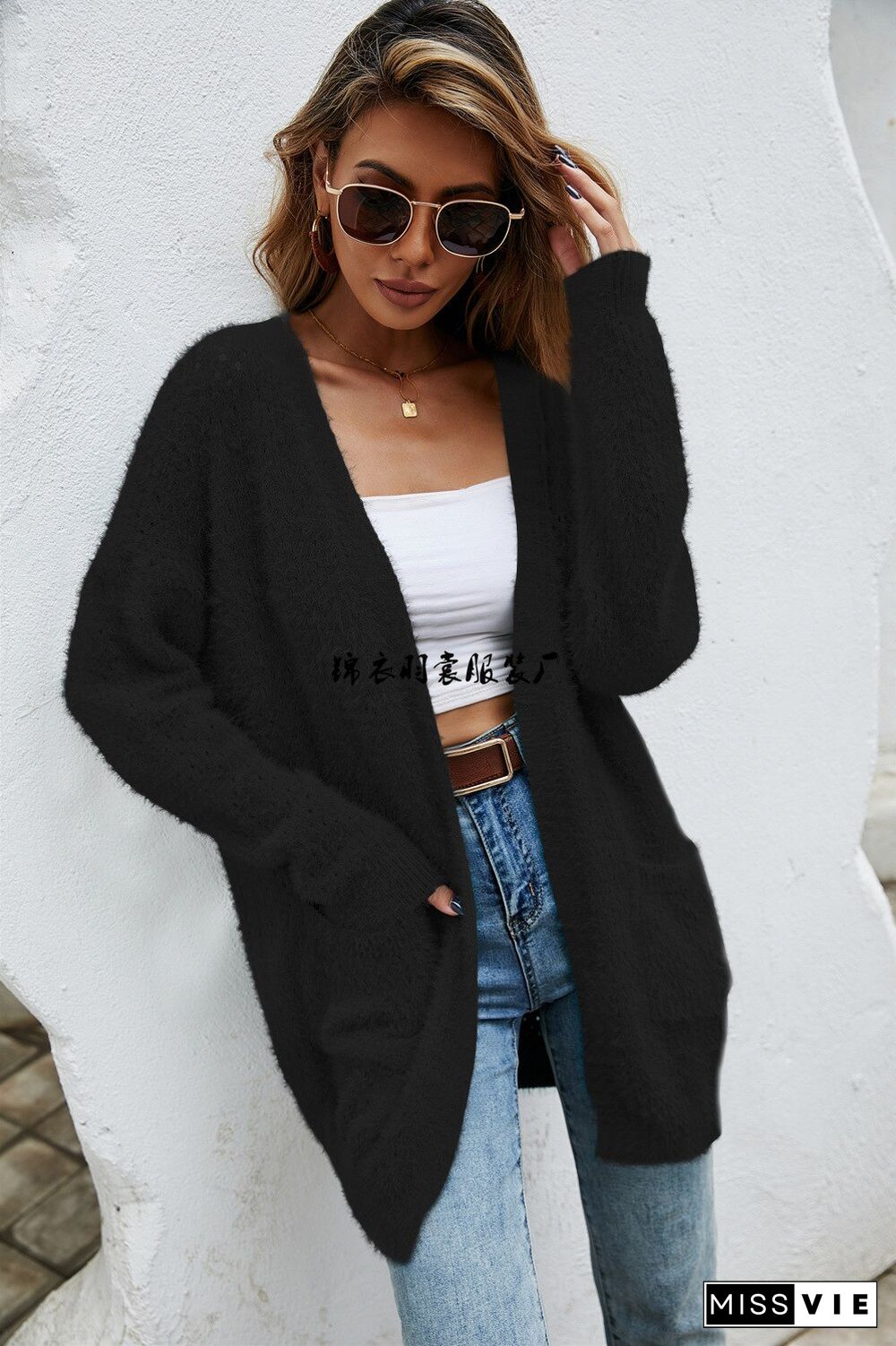 Winter New Autumn Winter Women's Clothing Large Knitted Cardigan Medium Long Coat Women Crop Top Sweater Vintage Cardigan