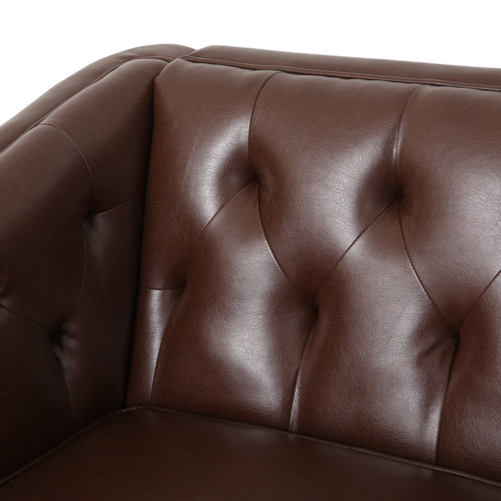 Elegant Sofa  Elegant Design With Button Tufted PU Leather Back   Contemporary   Sofas   by Decorn  Houzz