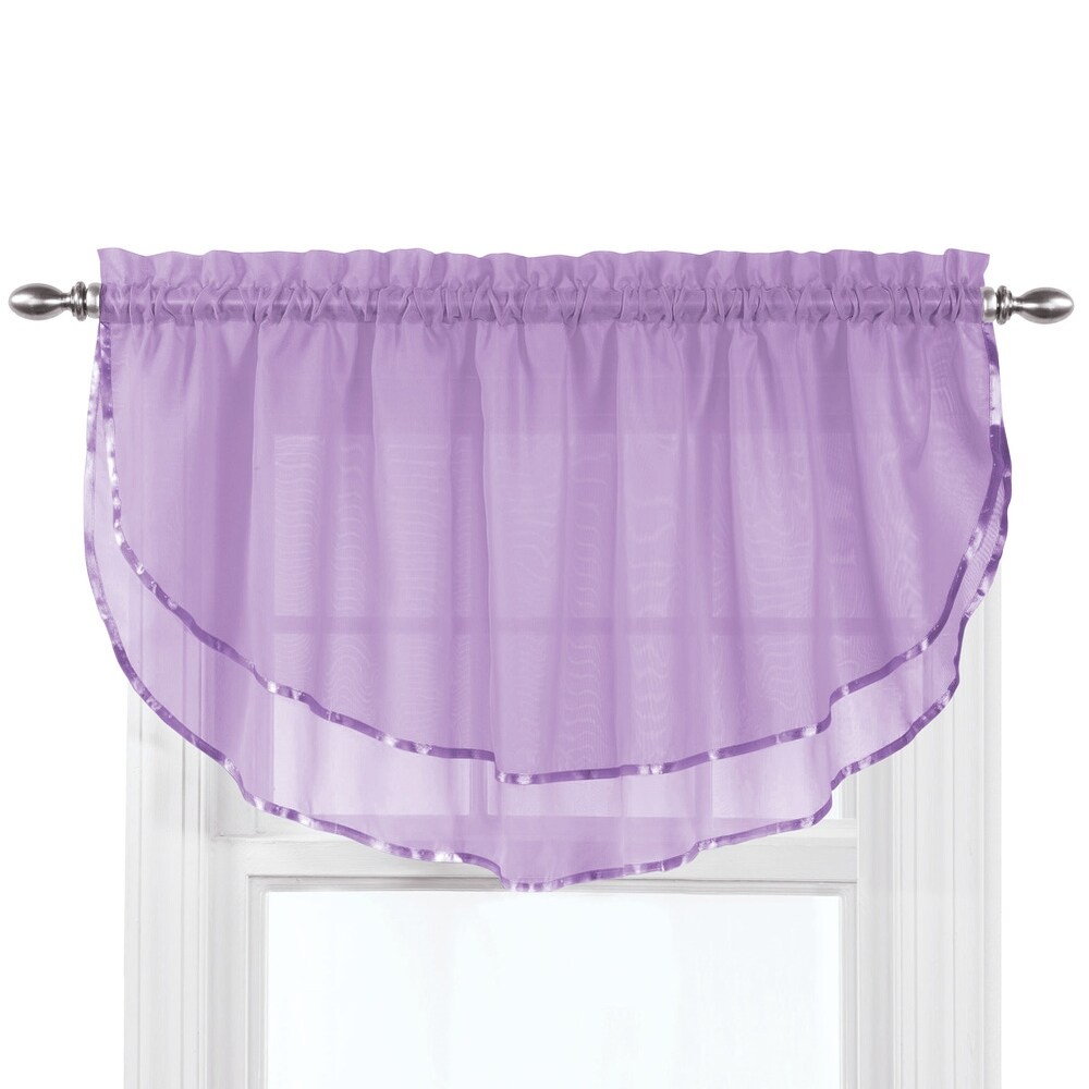 Elegance Sheer Fabric Rod Pocket Top Ascot Window Valance   7.000 x 5.750 x 1.250