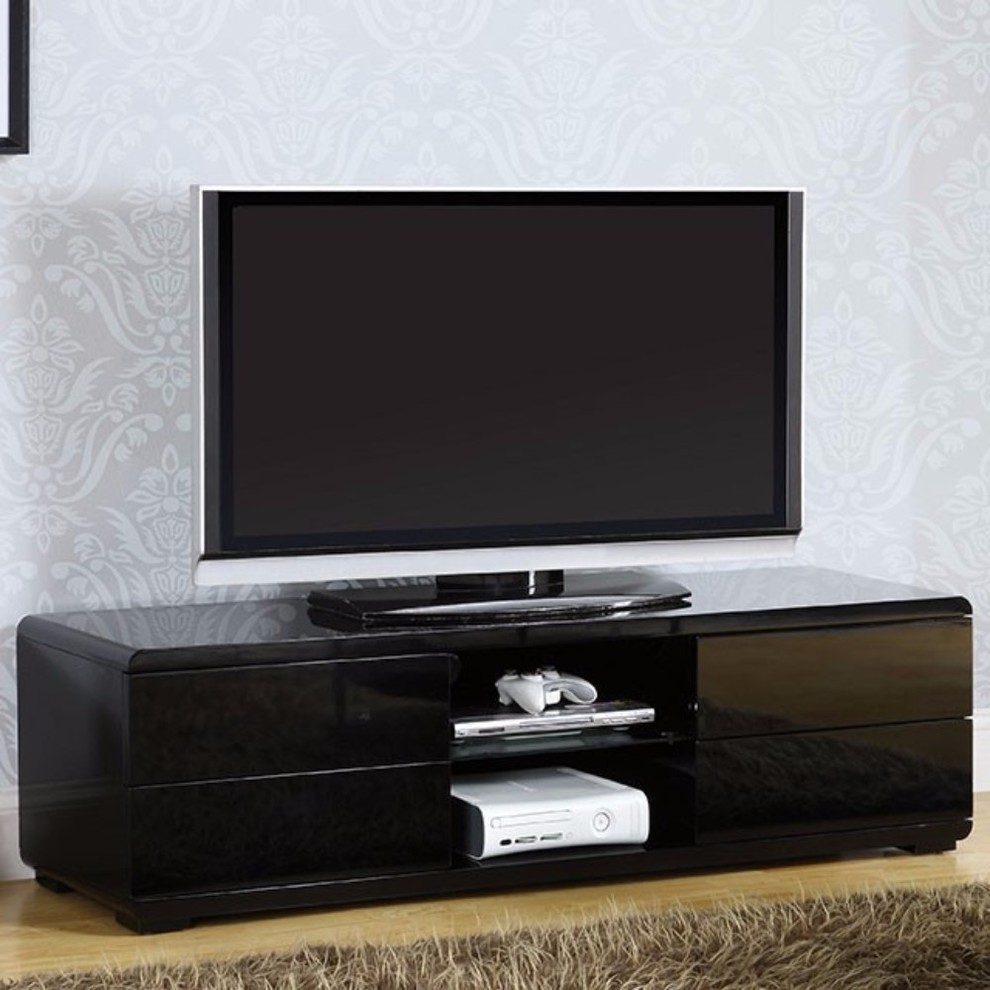 Urbane Contemporary 59  x27Tv Console  Black   Contemporary   Entertainment Centers And Tv Stands   by Benzara  Woodland Imprts  The Urban Port  Houzz