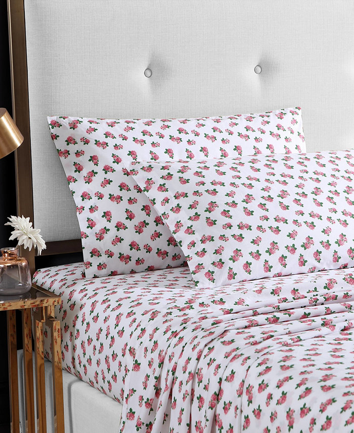 Betsey Johnson Teeny Tiny Roses Cotton Percale 3 Piece Sheet Set  Twin