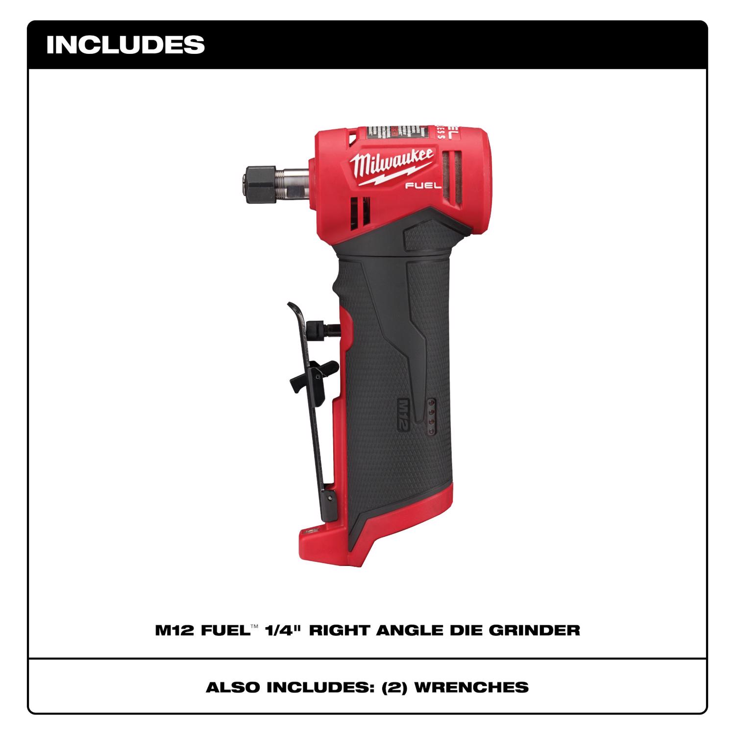 MW M12 FUEL 12 V Brushless Cordless 1/4 in. Right Angle Die Grinder Tool Only