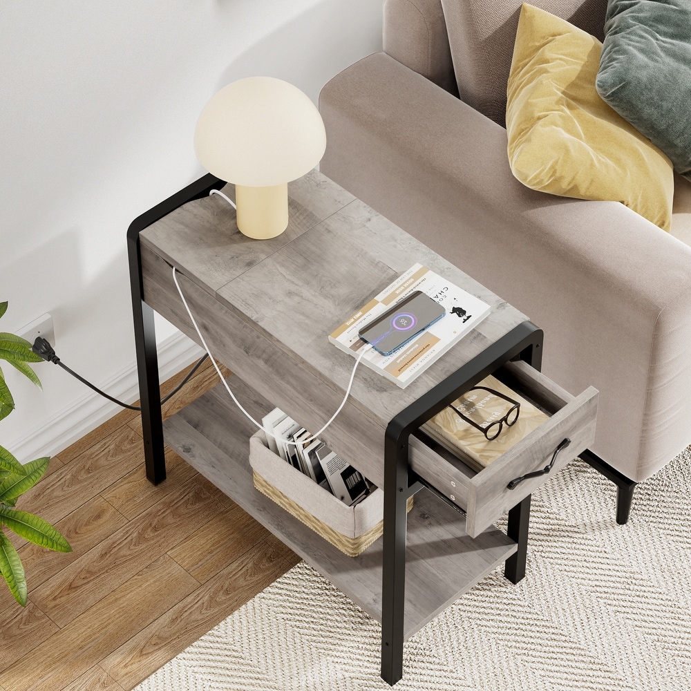 End Table with Drawer Charging Station