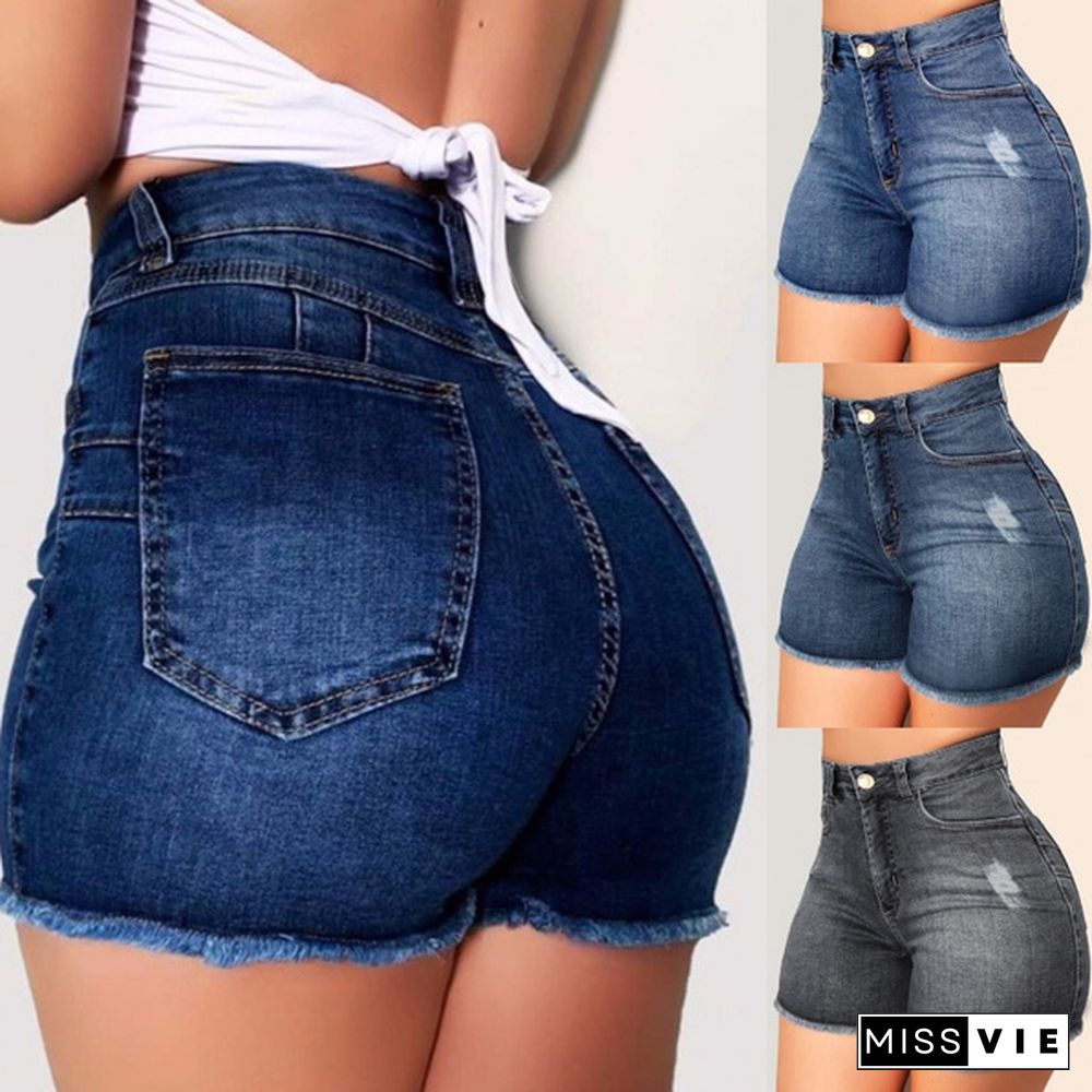 Summer Shorts Women Fashion Jeans Short New Denim High Waist Shorts Hot Shorts Washed Jeans Summer Short Pants 3XL