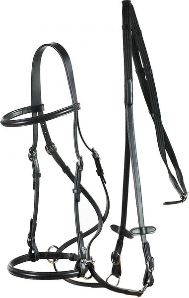 Horze Equestrian Leather Bitless Horse Bridle， Black