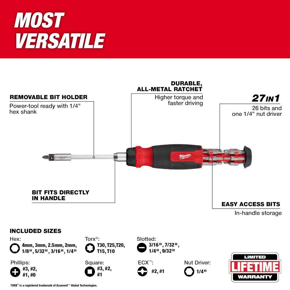 MW 27-In-1 Ratcheting Multi-Bit Screwdriver 48-22-2904