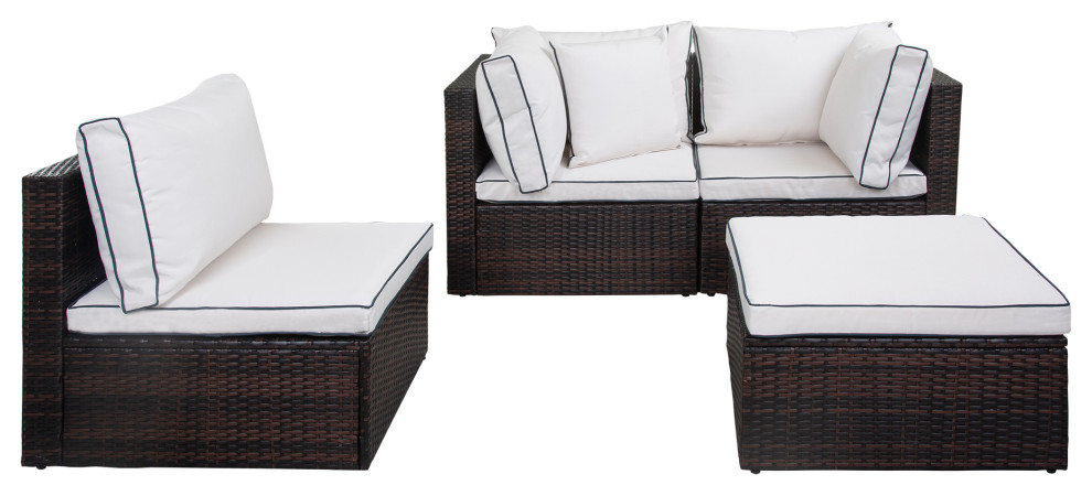 WestinTrends 4PC Outdoor Patio Sofa Sectional Set With Plush Cushions   Tropical   Outdoor Sofas   by WestinTrends  Houzz