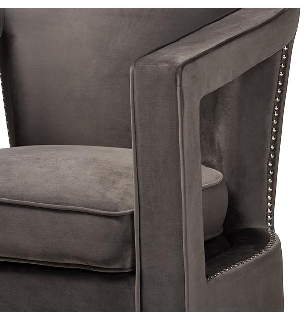 Baxton Studio Neville Modern Luxe and Glam Grey Velvet Fabric Upholstered...   Contemporary   Armchairs And Accent Chairs   by VirVentures  Houzz