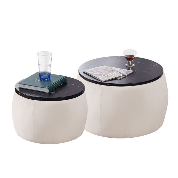 Set Of 2 End Table with Storage with Reversible Lid Tray