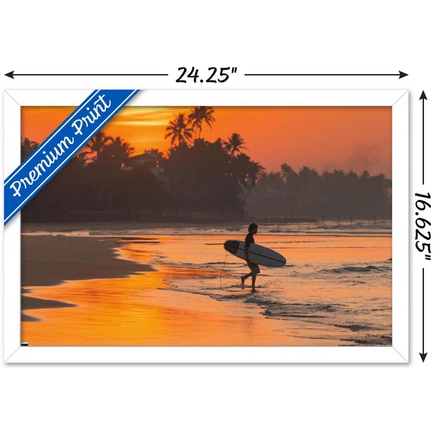 Trends International Surfing Morning Walk Framed Wall Poster Prints