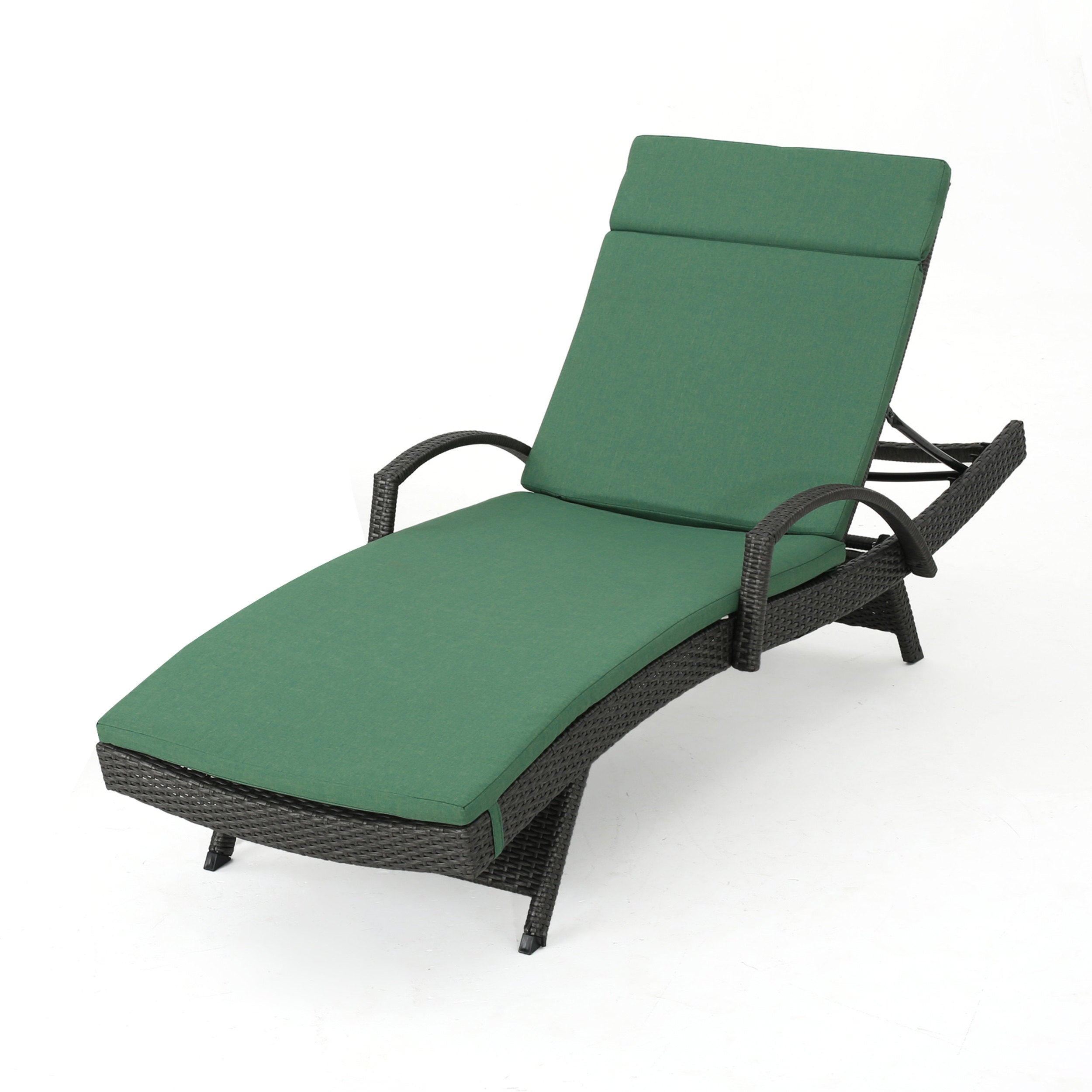 Solaris Outdoor Grey Wicker Armed Chaise Lounge w/ Water Resistant Cushion