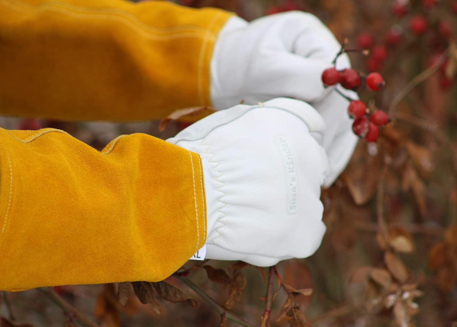 Rose Pruning Gloves Medium -Leather Gardening Gloves with Kevlar Lining for Women and Men - Gauntlet for Weeding, Lady Palm Plant Protection (Medium)