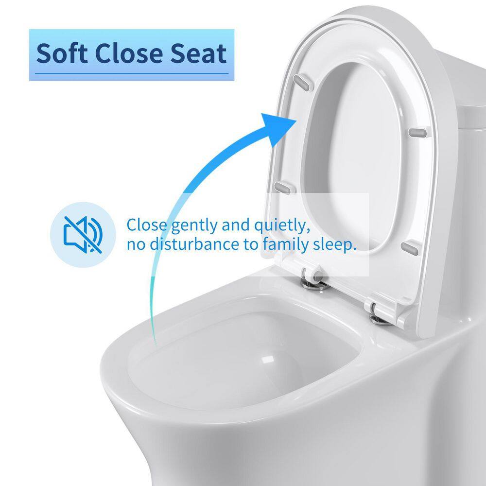 UPIKER Modern 12 in. Rough-In 1-piece 1.27 GPF Dual Flush Elongated Toilet in White Seat Included UP2210TOW12207