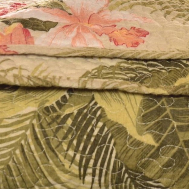 Tropical Orchid Reversible Throw Blanket Palm Green Tommy Bahama