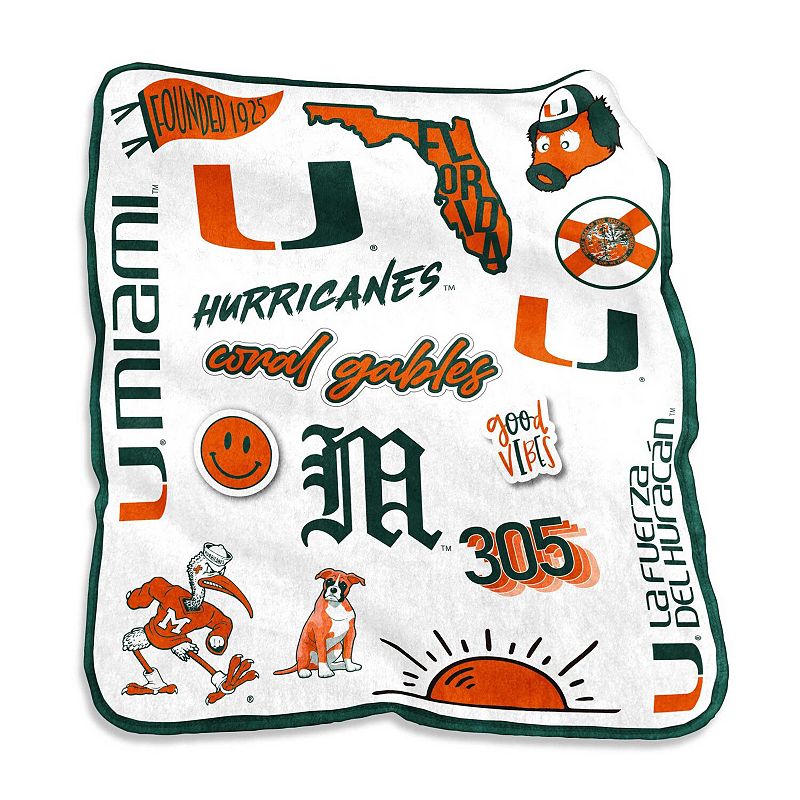 Miami Hurricanes 50'' x 60'' Native Raschel Plush Throw Blanket